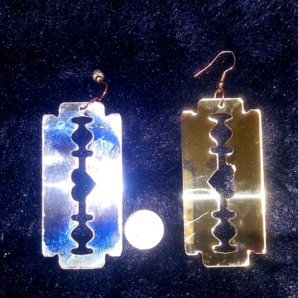 Razorblade earrings.